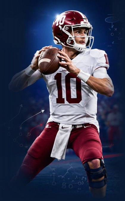 Quarterback reading the defense before the throw