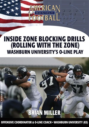 Inside Zone Blocking Drills (Rolling with the Zone) - Washburn University's O-Line Play by Brian Miller